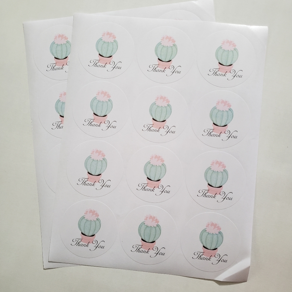96 2.5" Succulent assorted Thank you Stickers